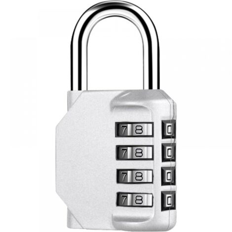 Cadenas Code 4 Chiffres, Alliage de Zinc Cadenas à Code Étanche, Antirouille Cadenas Casier Code pour Placard Gym Garage Boîte à Outils (Argent) (1/5)