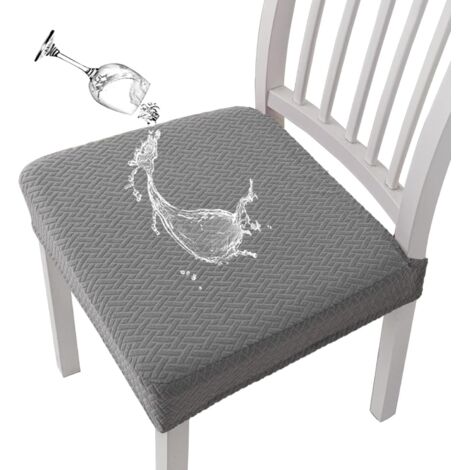 Housses de chaise extensibles en jacquard imperméable pour salle à manger, lot de 2 (gris clair, 2 pièces) (1/5)