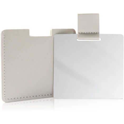 Miroir compact en acier inoxydable incassable pour sac à main, miroir de voyage incassable avec étui en cuir PU, cadeau de maquillage (gris) (1/5)
