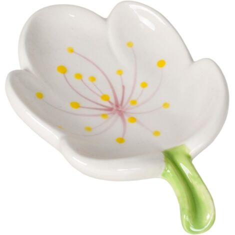 Porte-savon fleur en céramique, porte-savon avec drain mignon, porte-savon embellissements, porte-savon vide créatif pour cuisine, baignoire, évier et douche (tulipes, blanc) (1/5)