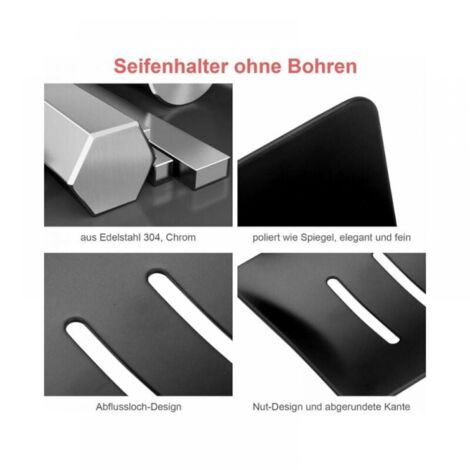 Porte-savon Mural Autocollant En Acier Inoxydable - EINNENFFER - Design élégant Et Pratique Pour Salle De Bain Cuisine Et Balcon Installation Facile Drainage Efficace Anti Glisse 92964616