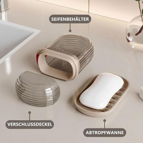 Lot de 2 boîtes à savon en bois avec égouttoir pour salle de bain ou Lot de 2 boîtes à savon en bois avec égouttoir pour salle de bain ou