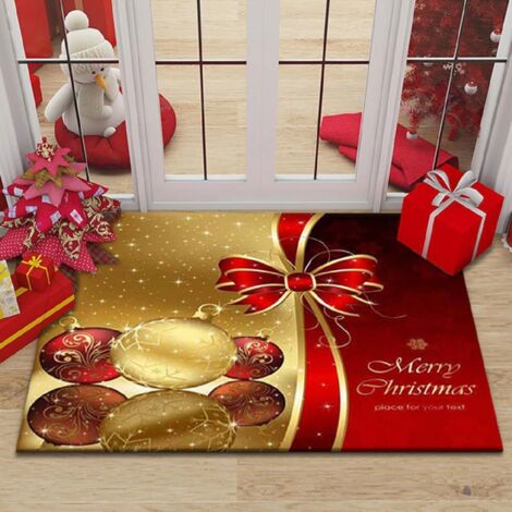 Tapis de Noël - 40 x 60 cm - Décoration de Noël - Paillasson de porte - Pour chambre à coucher, couloir, salon, sol, cuisine, salle de bain (1/4)