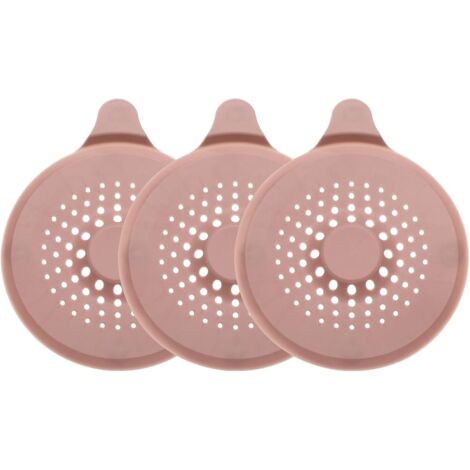 Lot de 3 attrape-cheveux ronds en silicone pour bonde de douche, diamètre 14 cm, pour cuisine, salle de bain, baignoire, rose (1/4)