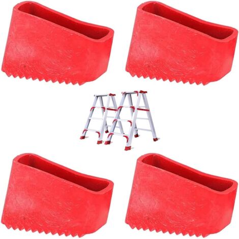 4 pièces - Couvre-pieds d'échelle - couvre-pieds d'échelle polyvalents pour escaliers revêtements en caoutchouc antidérapants - Rouge