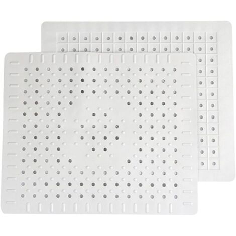 Lot de 2 tapis de drainage pour évier de cuisine en caoutchouc blanc avec trou de drainage (1/5)