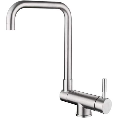 Robinet de cuisine en acier inoxydable 360 ° Bouxage pivotant Tap brossé 304 Robinet d'évier Conception de pliage d'eau chaude et froide pour une (1/5)