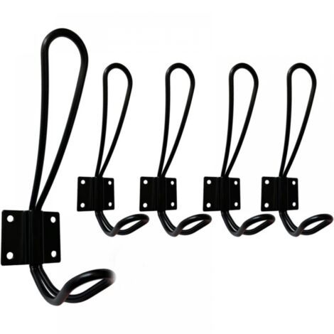 Patère murale noire, lot de 5 crochets muraux et patères, crochets métalliques pour salle de bain, toilettes et meubles de cuisine (1/5)