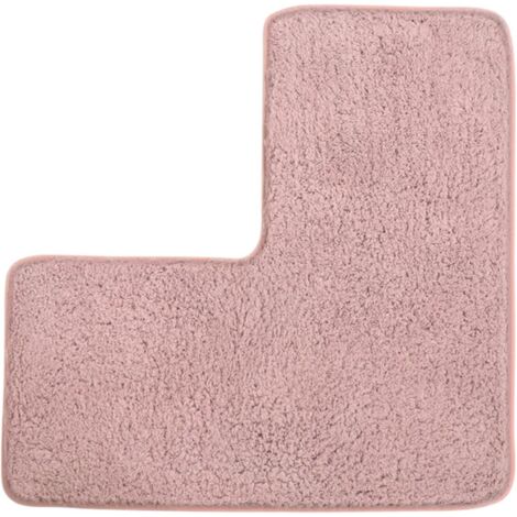 Tapis de bain en L, tapis de salle de bain, tapis de bain d'angle, tapis lavable, tapis de bain doux absorbant l'eau, tapis de sol antidérapant pour salle de bain, chambre, cuisine, salon (rose) (1/5)