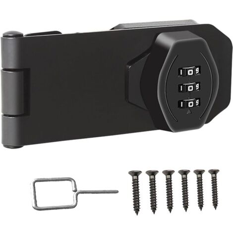 Serrure à combinaison - Serrure à combinaison à 3 chiffres - Serrure coulissante de sécurité pour petites portes, armoires, porte coulissante, salle de bain - Noir - 4 po - Anti-effraction (1/5)