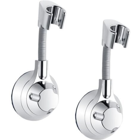 Support de pommeau de douche à angle réglable, sans perçage, support mural, support universel (lot de 2, argent) (1/5)