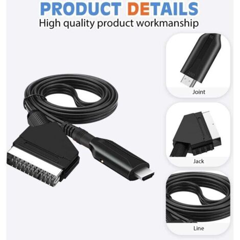 Convertisseur Péritel Vers HDMI - Adaptateur Tout-en-un Avec Câble, Sortie 720p/1080p, Pour Anciens Appareils (VHS, PS3, Décodeur)