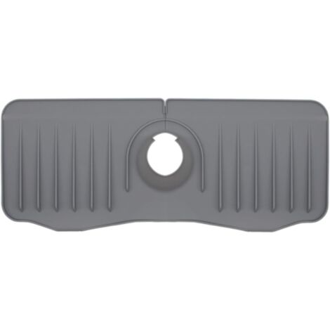Bac d'évier de cuisine, évacuation automatique, porte-savon, porte-éponge en silicone, tampon de robinet en silicone (gris) (1/5)