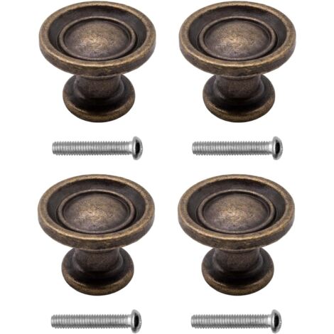 Poignées de meubles antiques, style maison de campagne, design vintage, fer bronze, meubles, armoires, commodes, buffets, 29 x 19 mm, bronze, lot de 4 (1/5)