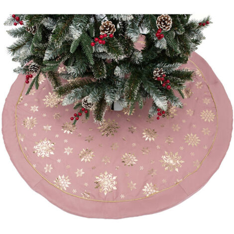 Jupe de sapin de Noël ronde, décoration de sapin de Noël adaptée à la décoration de la maison de vacances (120 cm, rose) (1/4)