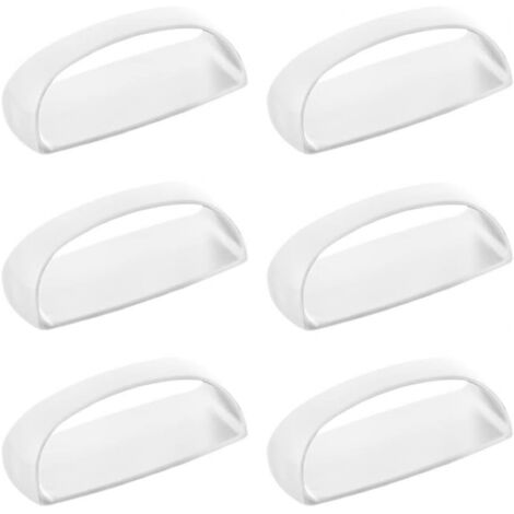 Lot de 6 poignées autocollantes pour tiroirs, portes coulissantes, fenêtres en verre, armoires, sans perçage, 6 pièces/ensemble (blanc) (1/5)