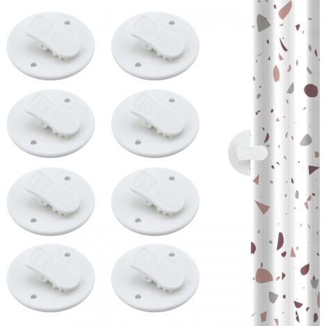 Lot de 8 pinces à rideau de douche, 12,7 cm, blanches, résistantes aux éclaboussures et au vent (1/5)