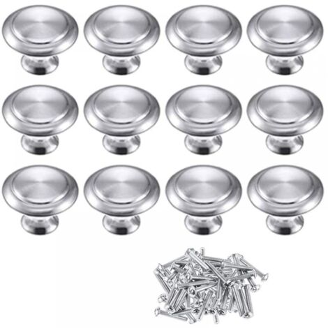 Lot de 12 Bouton de Meuble Bouton Porte Cuisine Rond Boutons de Porte Alliage de Zinc Bouton Porte Placard Chromé Poli Bouton Porte Poignée Cuisine
