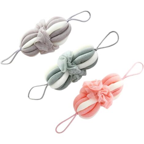 3pièces Bath Coloré Éponge De Bain Filet Pour Accessoires De Salle De Bain Rose Et Blanc Et Vert