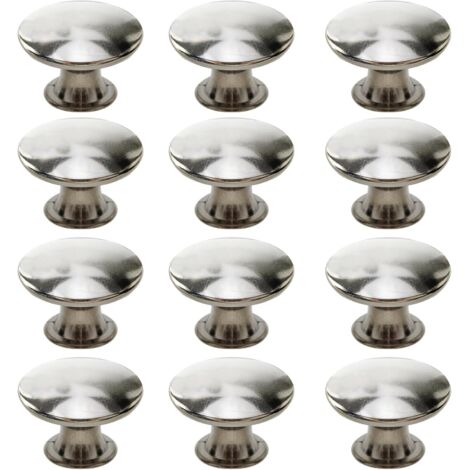 Lot de 12 boutons de placard de cuisine, poignées de tiroir rondes vintage, petits boutons de porte en métal, 30 x 21 mm, argent (1/5)