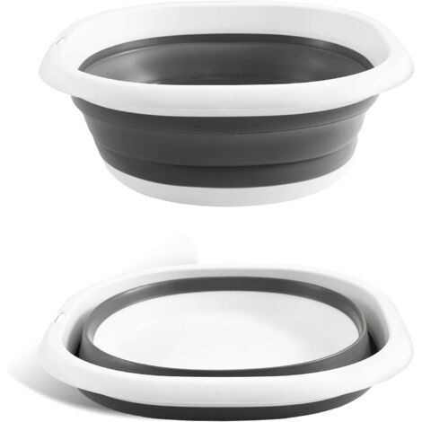 Bassine Pliable, Bassine Retractable Lavabo Pliable Multifonction en Silicone, Bol à Vaisselle Ronds Pliable Cuvette Peu Encombrant pour Voyage Camping et Cuisine, 5 L (1/5)