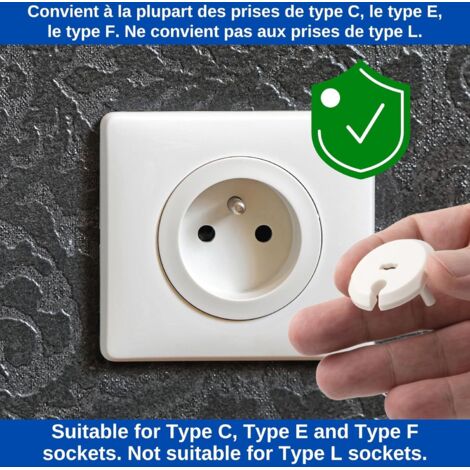 20 x Caches adhésifs blancs pour prises électriques, adaptés aux prises ...