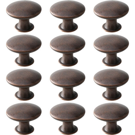 Lot de 12 boutons de porte pour placard, style vintage, ronds, en métal, pour cuisine et salle de bain, 30 x 21 mm, cuivre (1/4)