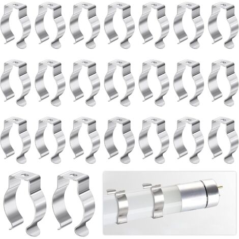 Clip de Fixation de Lampe, 30Pcs Tube Fluorescent Support Lampe pour Fixer le Tube , Tube t Convient aux Lampes T8 et Clip de Lampe en U(Argent) (1/5)