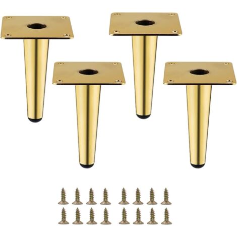 Pieds de meubles en métal doré, robustes et droits, pieds de remplacement modernes pour armoire, canapé, chaise, lot de 4 (doré, 10,2 cm) (1/5)
