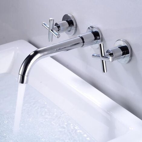 Robinet en cuivre massif avec bec pivotant à 360°, manomètre de cuisine et de salle de bain, bouchon à main argenté (1/5)