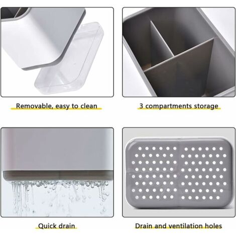 Porte-Ustensiles Mural Mediawave Store - 3 Compartiments Pour Cuisine