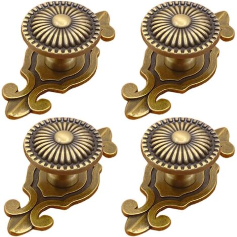 Lot de 4 boutons de placard en laiton style champignon vintage rétro avec plaque arrière, poignées de tiroir pour cuisine/placard/penderie/armoire (doré) (1/5)