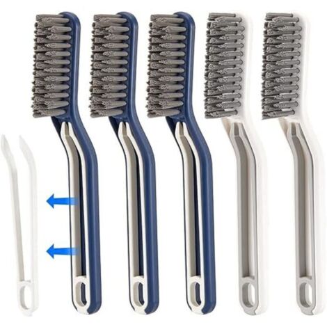 Lot de 5 brosses de nettoyage multifonctions pour joints de sol de salle de bain, brosse de nettoyage 2 en 1 avec clip (1/5)