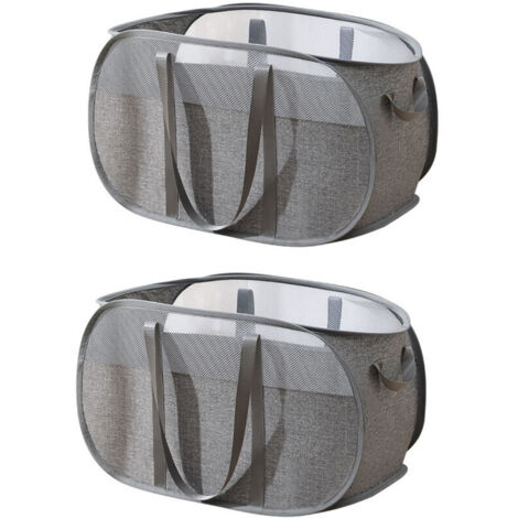Lot de 2 Panier a Linge Pliable, Panier Linge Pliable, Paniers à Linge pliables, sac a linge en maille pour vêtements sales, dortoirs, familles (1/5)