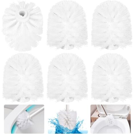 Lot de 6 têtes de brosse WC de rechange en plastique, 7,5 x 6 cm, durables, pour salle de bain, hôtel, maison (blanc) (1/5)