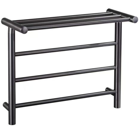 Porte-serviettes mural pour salle de bain, style hôtel moderne, 61 cm (24 pouces), avec 3 barres verticales, noir (1/5)