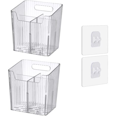 Lot de 2 bacs de rangement muraux pour douche, étagères de salle de bain, bac adhésif suspendu pour salle de bain,transparent (1/5)
