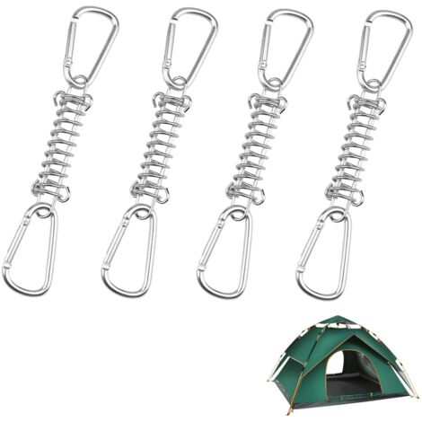 Boucle Corde Ressort,4 pièces Tendeur Ressort en Acier Inoxydable Haute Résistance Ressort Boucle Corde Tente (1/5)