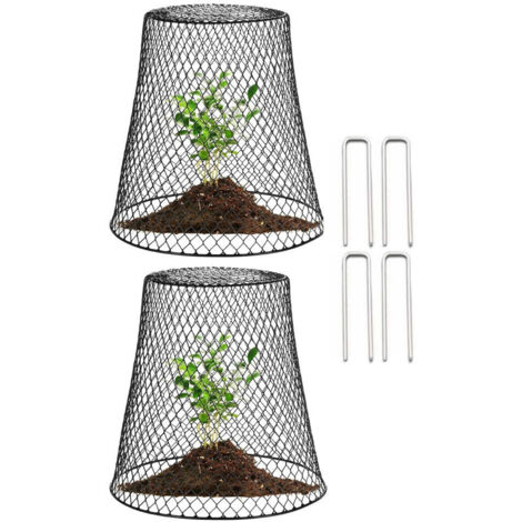 2 Pièces Cloche de Jardin, Cloche de Jardin en Fil de Fer, Cage de Protection des Plantes, Avec 10 clous en forme de U,Noir (1/4)