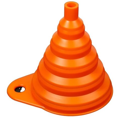 Entonnoir de cuisine pliable en silicone, anti-éclaboussures, avec support, orange (1/5)