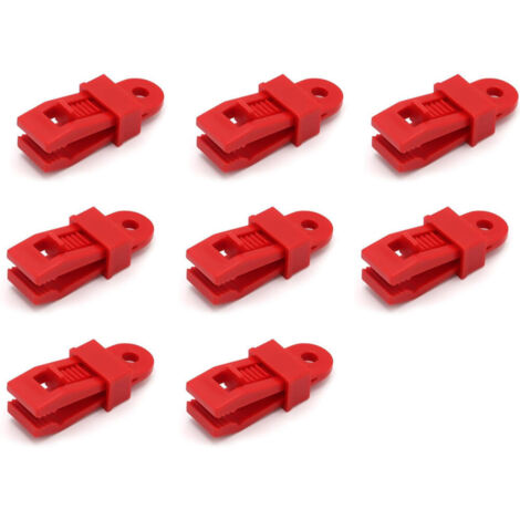 8 pièces Pinces de fixation robustes pour bâches, pour auvents, camping, caravanes et housses de voiture,Rouge (1/5)