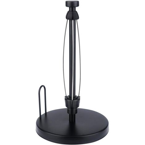 Porte-essuie-tout pour comptoir, support pour rouleau d'essuie-tout à une main avec base lestée et ventouses pour cuisine et salle de bain，noir (1/5)
