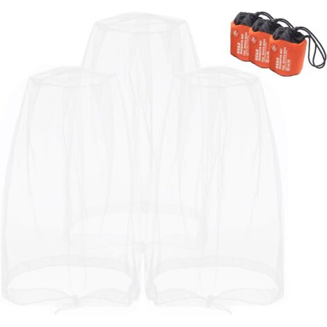 Filet Anti-Moustique Tête JEYORZY – Mesh Nylon Respirant, Taille 46 Cm, Élastique Cou, Protection Insectes, Pour Camping, Randonnée, Escalade