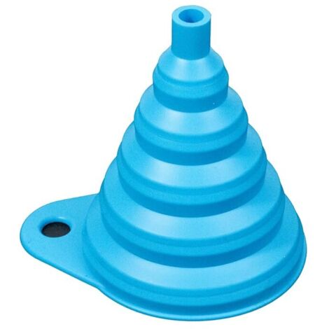 Entonnoir de cuisine pliable en silicone, résistant aux éclaboussures, à suspendre, bleu (1/5)