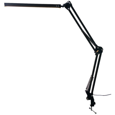 Lampe de bureau LED, bras pivotant réglable avec pince, lampe de lecture agréable pour les yeux, 10 niveaux de luminosité, 3 modes d'éclairage,noir (1/5)