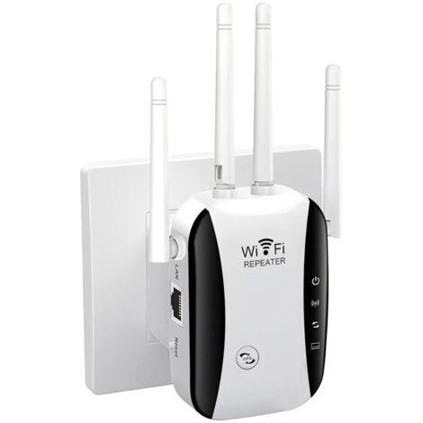 Répéteur Wi-Fi 300 Mbps, amplificateur Wi-Fi 2,4 GHz avec WPS, répéteur Wi-Fi 4 antennes, 1 port LAN, couverture jusqu'à 300 m² (1/5)