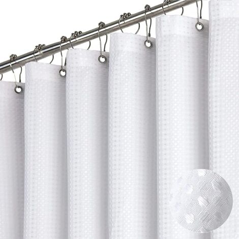 Rideau de douche en tissu épais, rideau de douche de salle de bain de luxe, 1,5 m x 1,8 m, blanc (1/4)