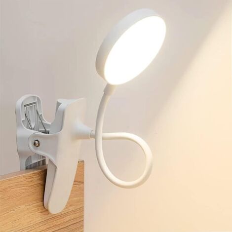 Lampe de table portable tricolore avec clip pour chambre à coucher, petite lampe de table avec clip, alimentée par batterie, lampe de lecture de livre, lit superposé, tête de lit, (1/4)