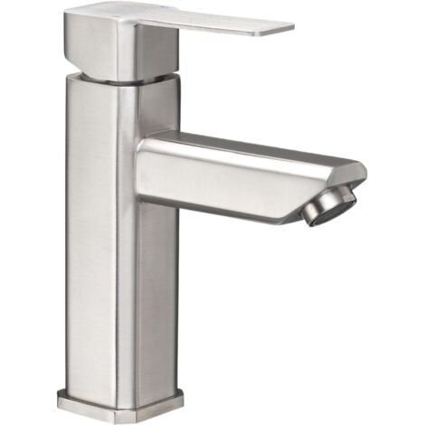 Robinetterie - Robinet de lavabo d'angle moderne pour caravane, poignée unique (nickel satiné brossé) (1/5)