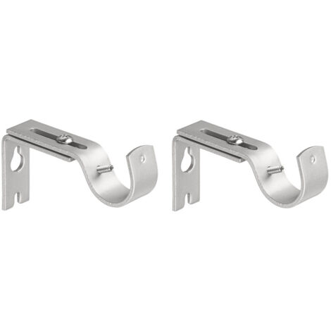 Lot de 2 support mural réglable, support universel pour tringle à rideau, argent (1/5)